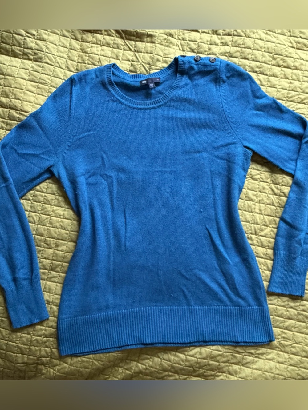 🍓 3/$40 GAP - Angora Blend Crewneck Button-Shoulder Sweater - Blue Turquoise Aqu